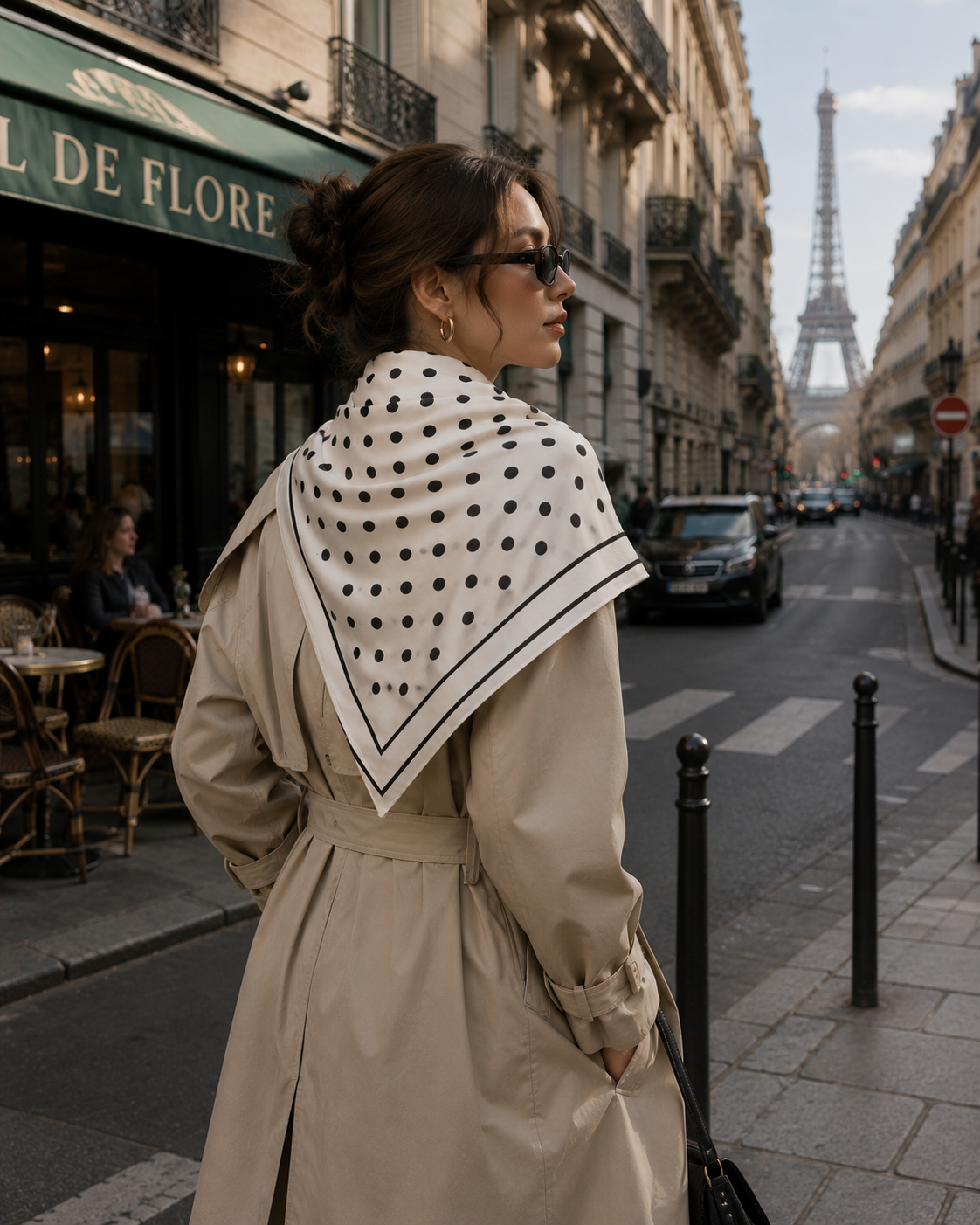 Beyaz Puantiyeli Kadın Fular – Zamansız Paris Şıklığı